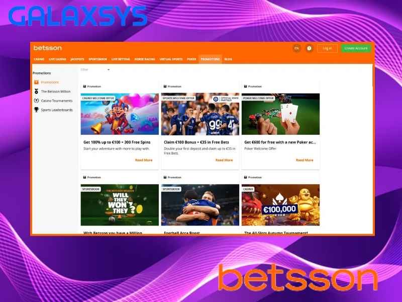 Bonuses and promotions at Betsson