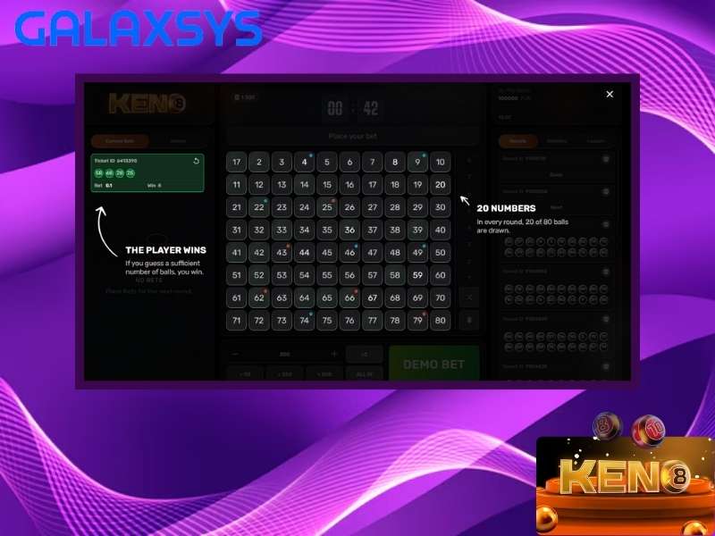 Key features of the Keno